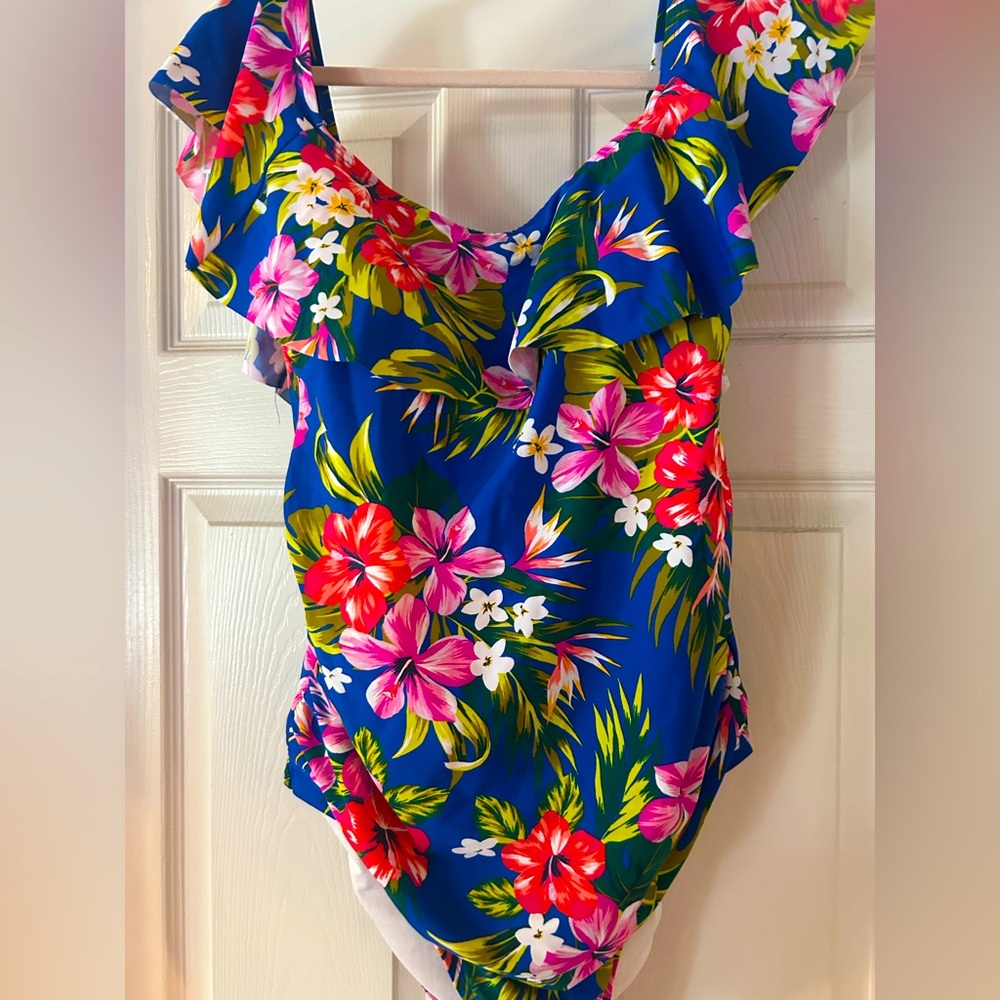 Floral Swimwear in Blue and Red
